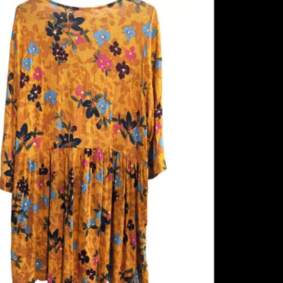 Terra & Sky 2X Plus Size Mustard Floral Tunic Top - Picture 4 of 6